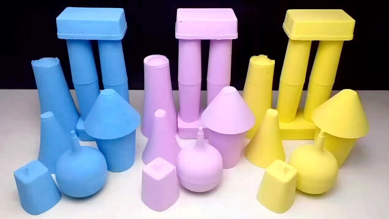 ASMR bright juicy crispy baking soda | crushing blue, yellow, purple