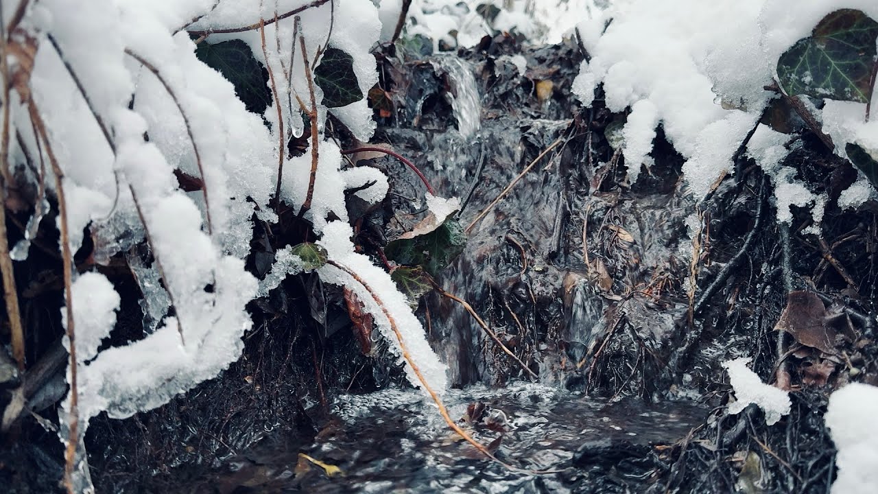 Relaxing Snow Vibes | Small Waterfall | 4K