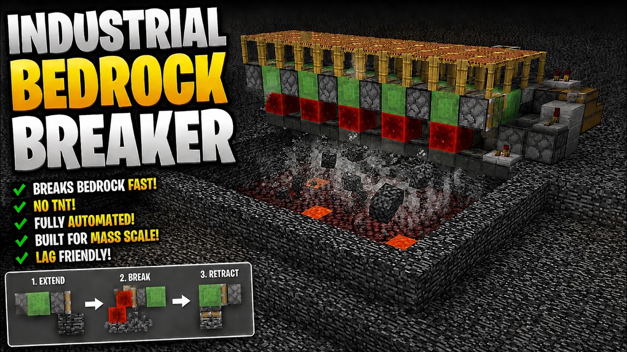 Fast Way to Brake Bedrock | No TNT | Minecraft 1.21+