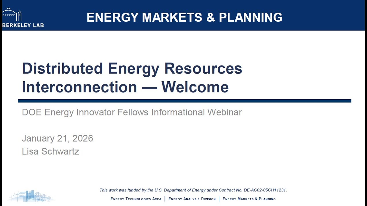 DOE Fellows informational webinar: Distributed Energy Resource Interconnection