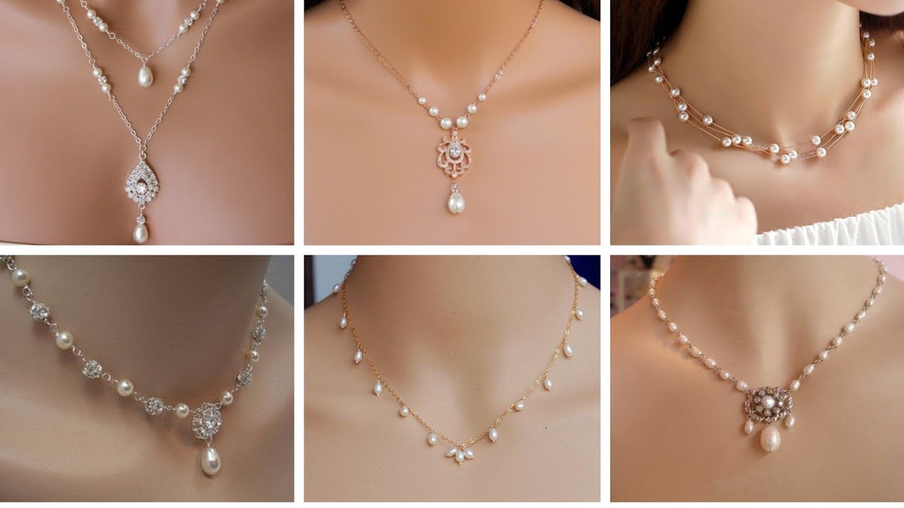 Most beautiful necklace designs with floating pearls for young girls with buy link