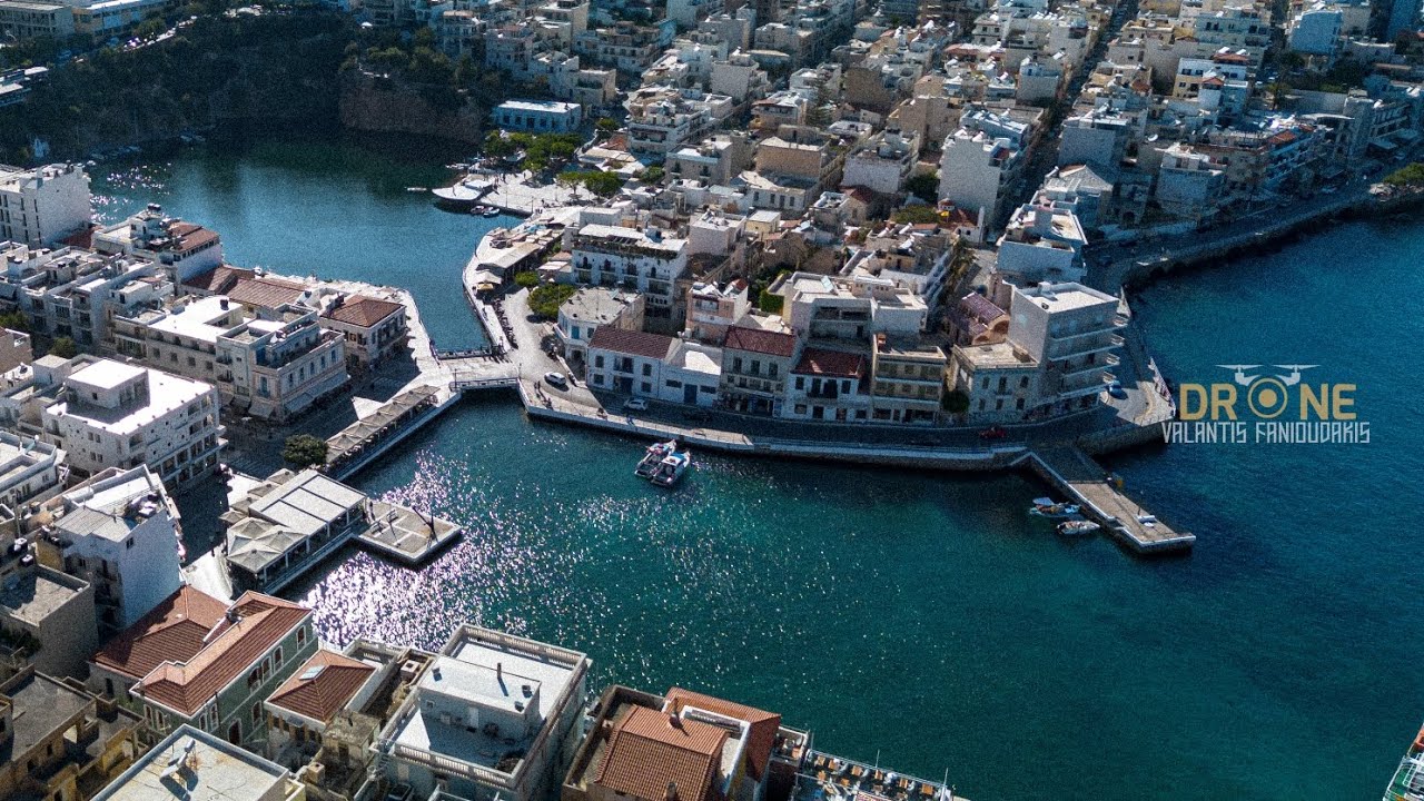 Agios Nikolaos Crete Greece Drone Aerial..