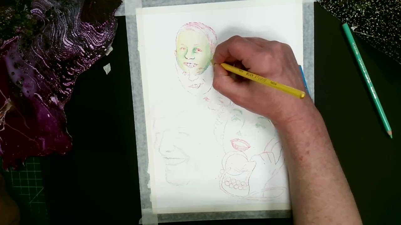 Trace Monotype Self Portrait collage