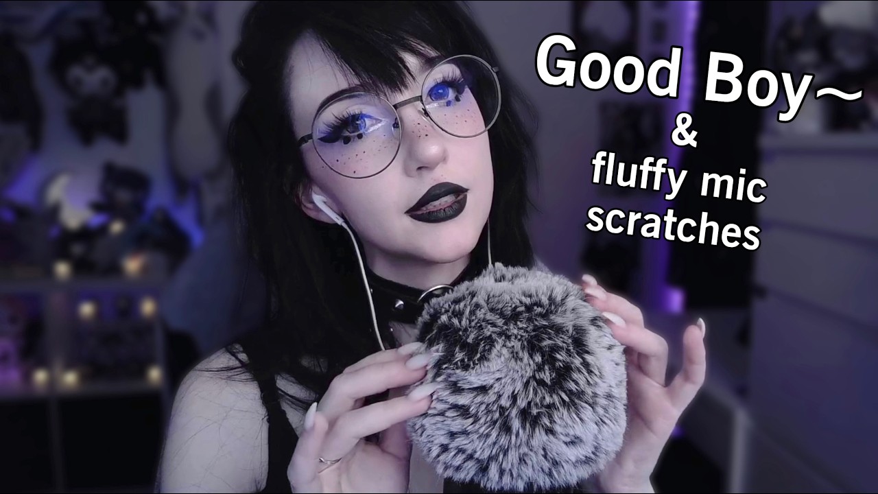 asmr ☾ fluffy mic scratches & randomly whispering good boy 😇