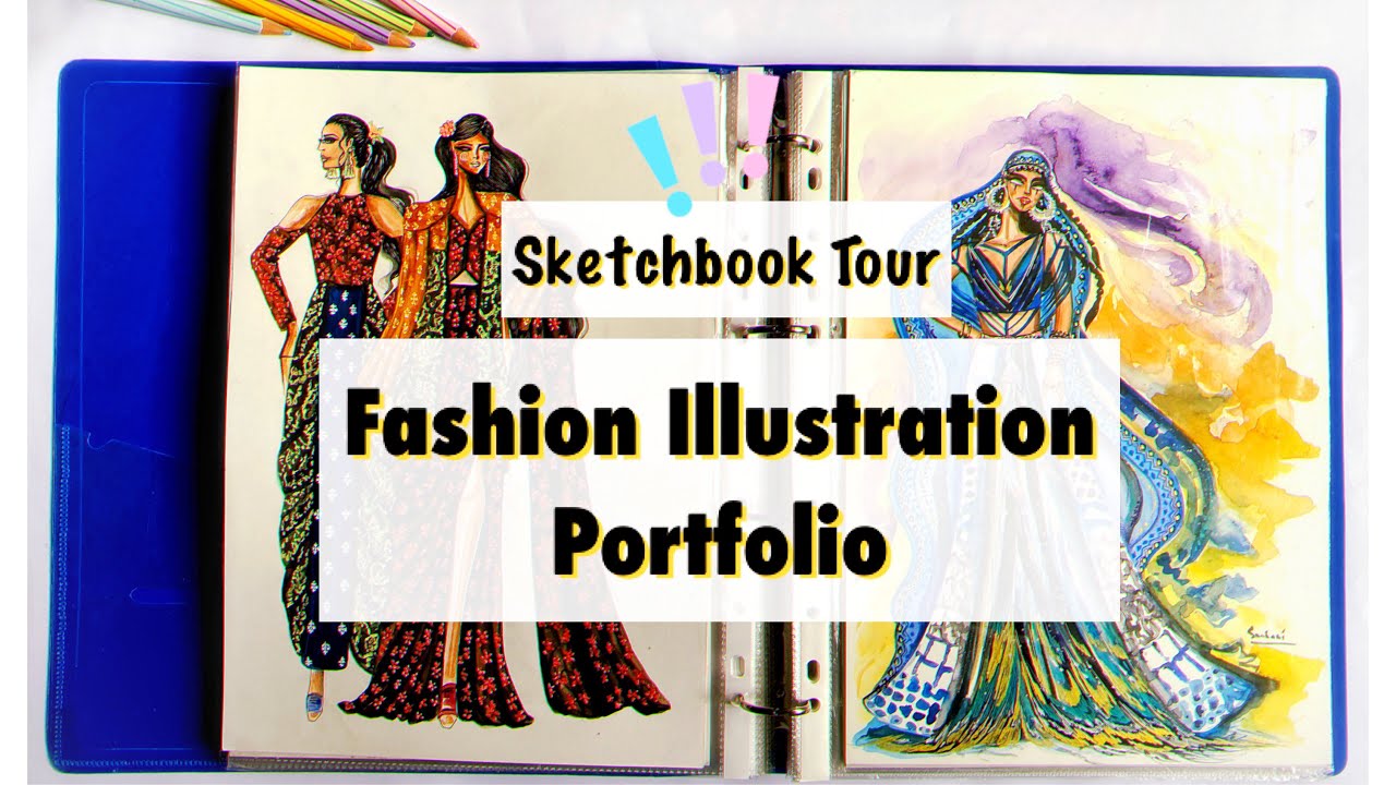 Fashion Illustrations Portfolio | Sketchbook Tour | Art Studio by Srabani