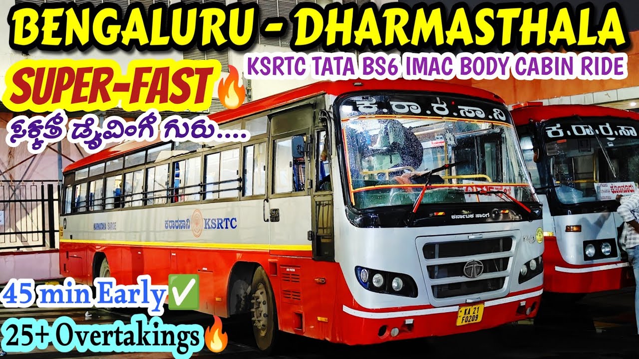 Super-Fast🔥 BENGALURU - DHARMASTHALA TATA BS6 Cabin Ride| Overtakings#bus #speed #viral #ksrtc #vlog