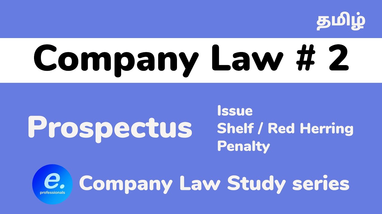 Company Law Study Series #2 - Prospectus in Tamil  CA CMA CS