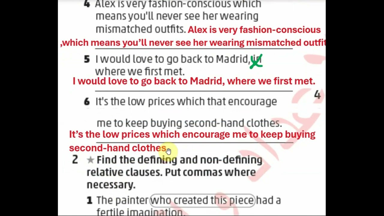 انجليزي متقدم - الوحدة السابعة - الحصة 4 حل تمارين قاعدة جمل الوصل Advanced English workbook grammar