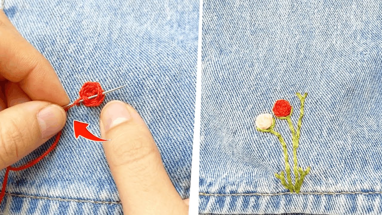 Incredible Hand Embroidery: Turning Simple Thread Into Beautiful Flowers on Jeans