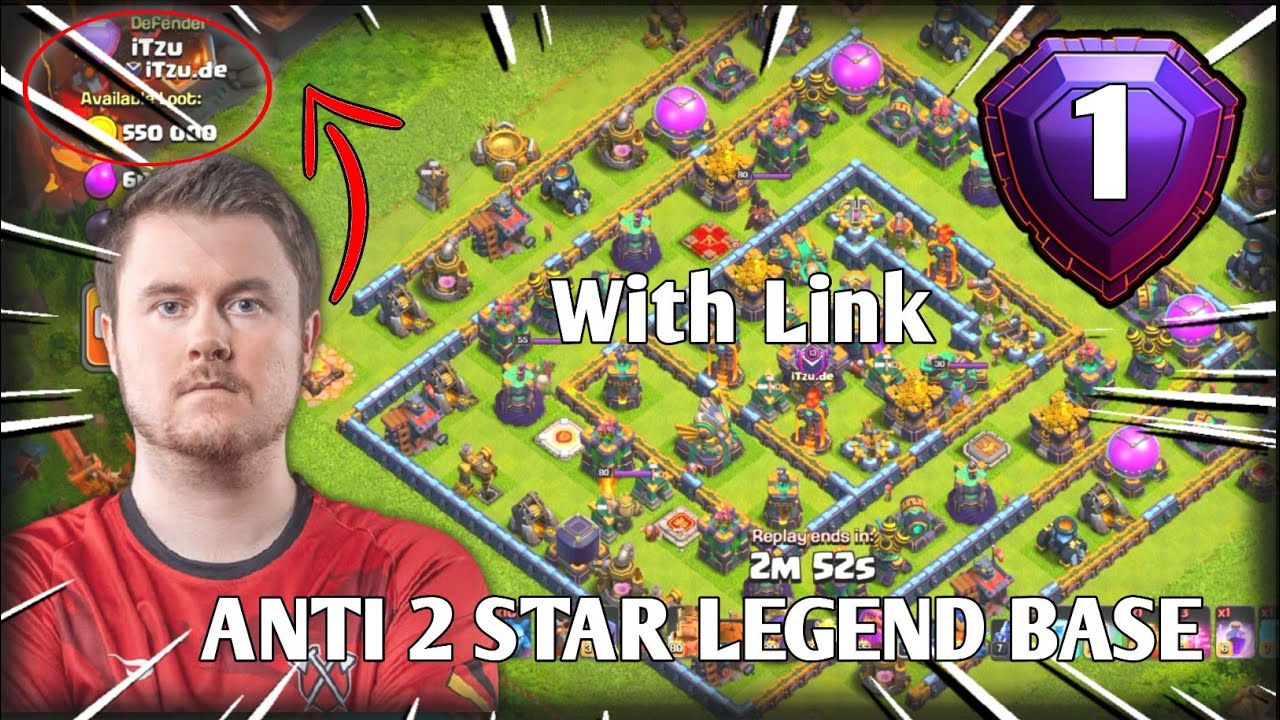 New TH14 Anti 2 Star Legend Base of Itzu With Link and Blizzard Hydra Clone  Legend Hits | Coc