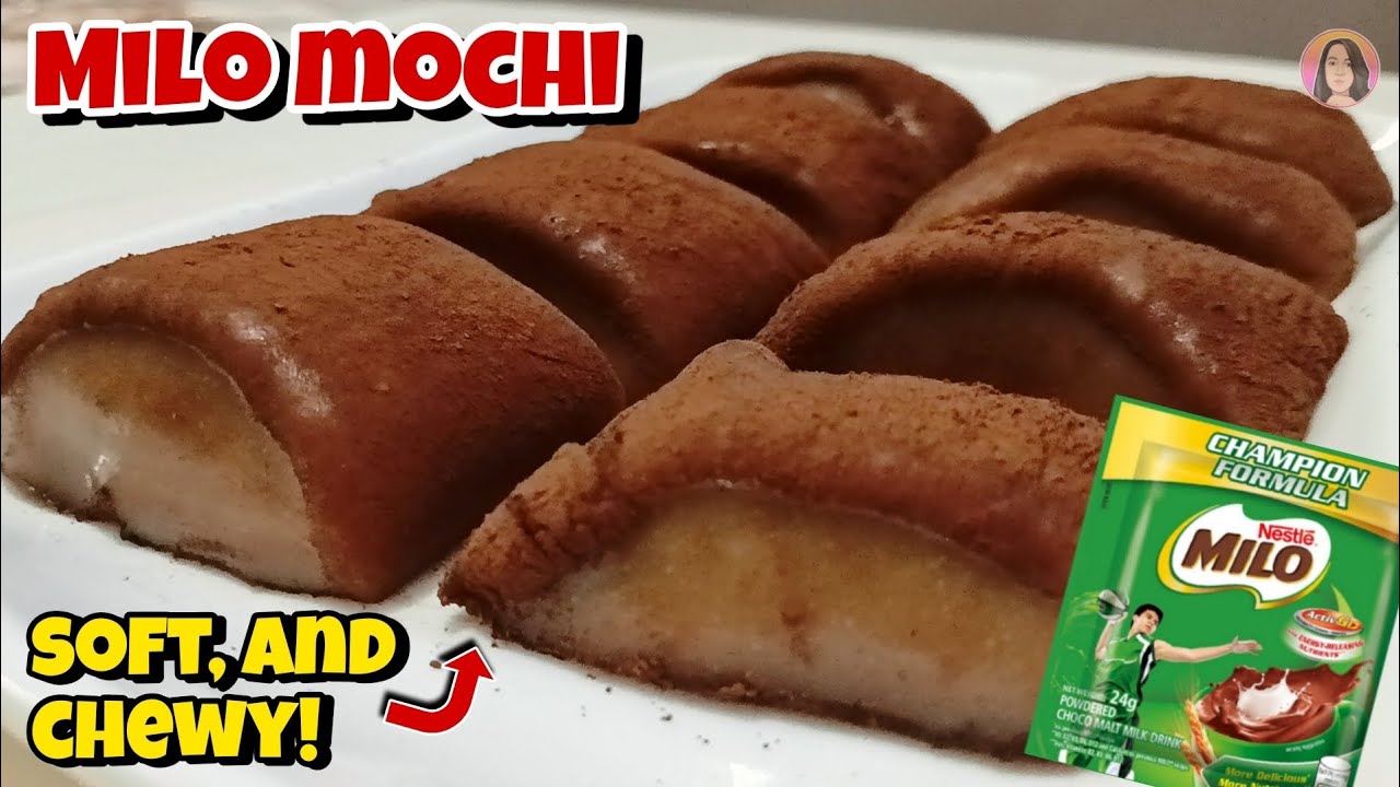 MILO MOCHI! CHOCOLATE MOCHI! SOFT AND CHEWY MOCHI! MOCHI RECIPE! GLUTINOUS RICE FLOUR RECIPE