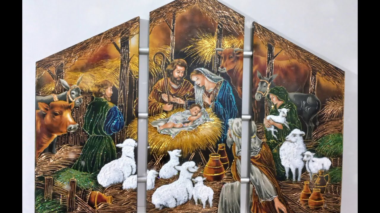 COMO HACER CUADRO CON TELA (PESEBRE , FÁCIL)💥#Navidad #pesebres