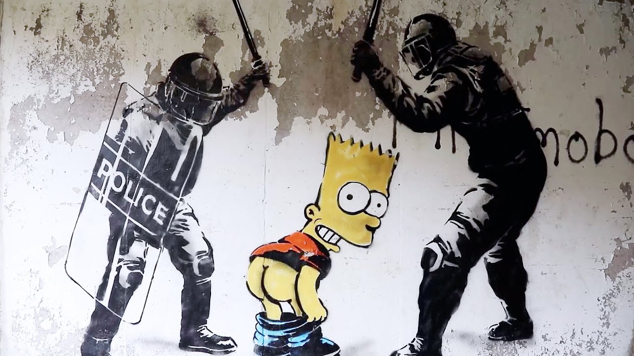 Bart Simpson von Polizei verpr&uuml;gelt &ndash; Banksy soll absurder Festnahme Graffiti gewidmet haben