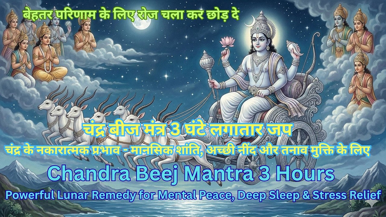 Chandra Beej Mantra 3 Hours; Lunar Remedy for Mental Peace, Deep Sleep & Stress Relief, and Eclipse.