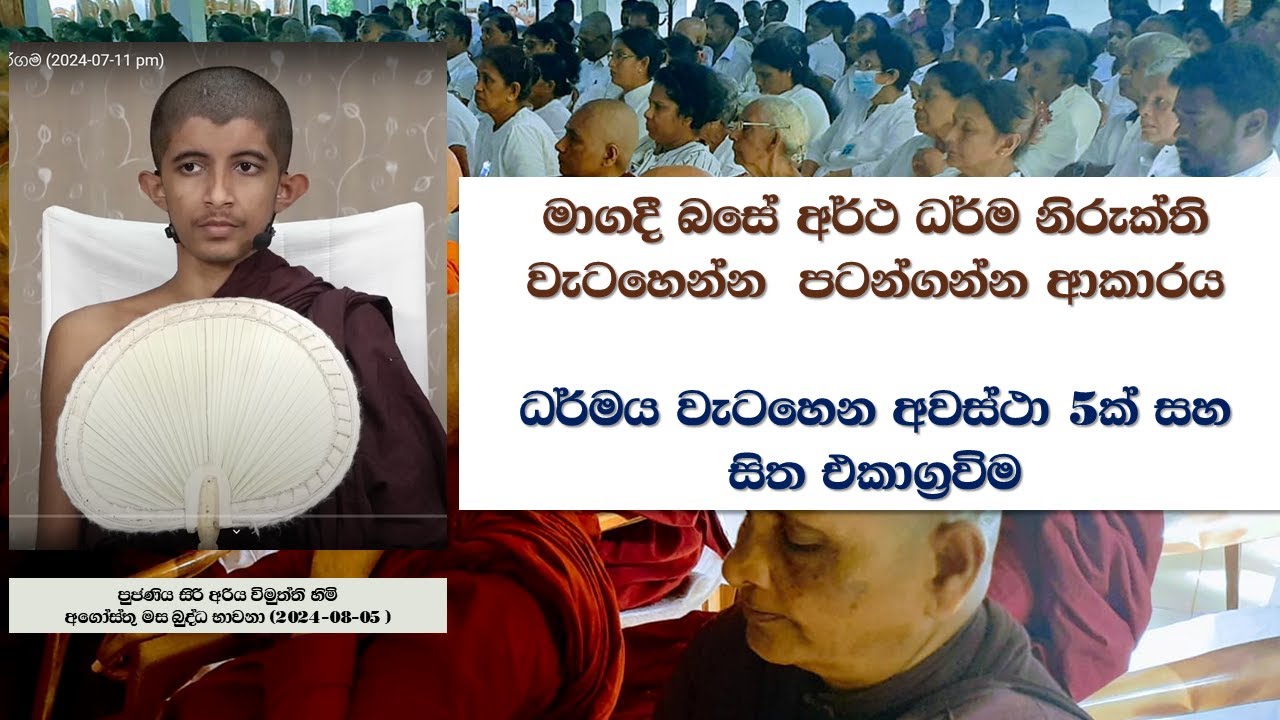 මාගදී බසේ අර්ථ ධර්ම නිරුක්ති  වැටහෙන්න  පටන්ගන්න ආකාරය #ධර්මය වැටහෙන අවස්ථා 5ක් සහ සිත එකාග්‍රවිම