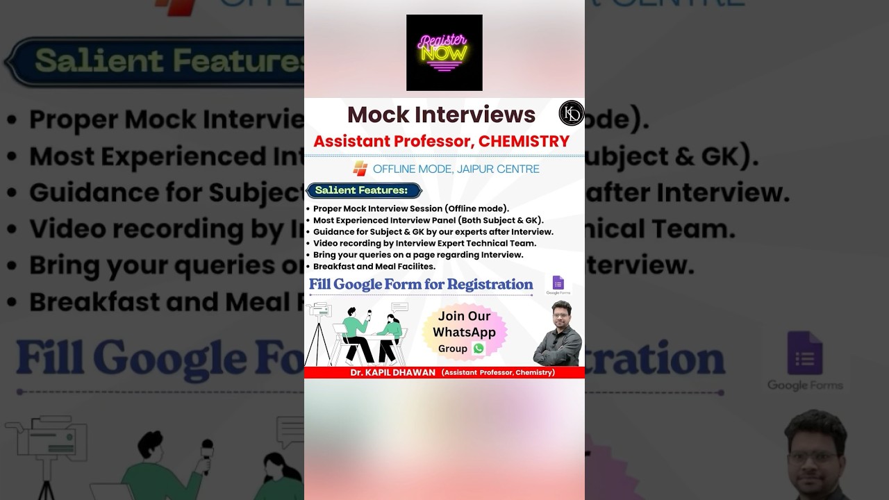 Mock Interviews || Assistant Professor Chemistry || #dr_kapil_dhawan #Mock_Interview
