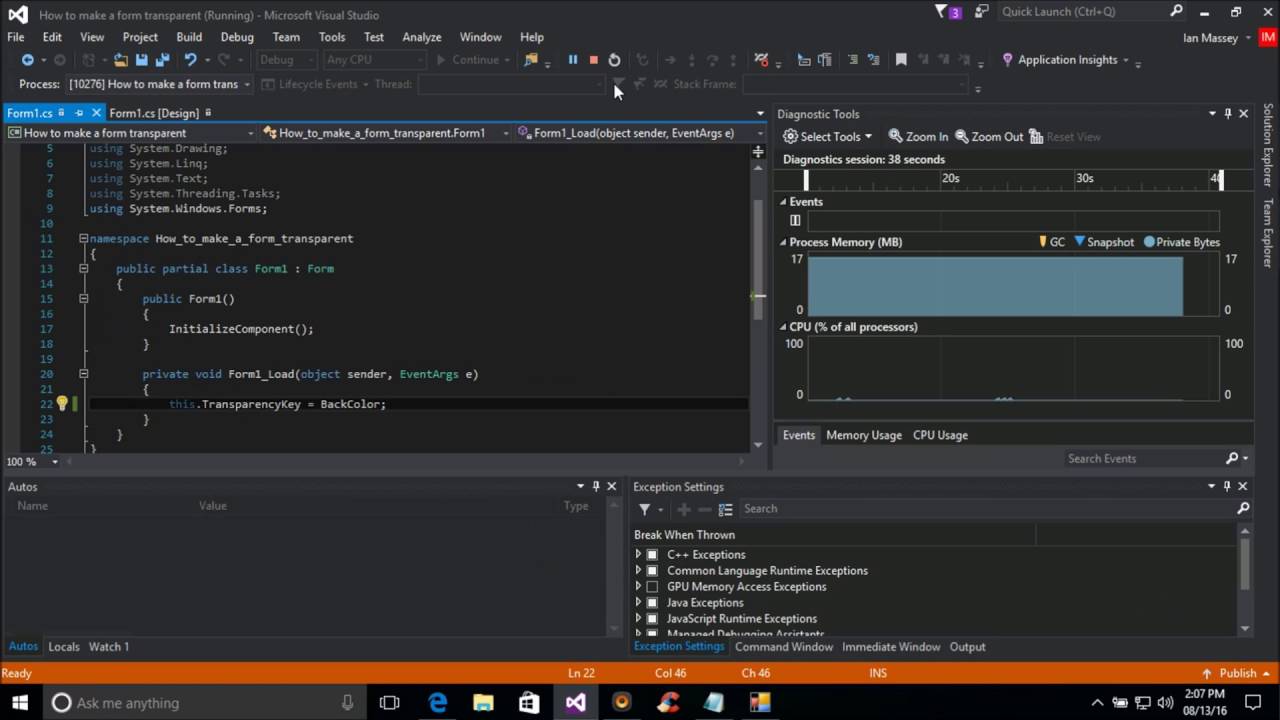 How to make a winform transparent and retain controls