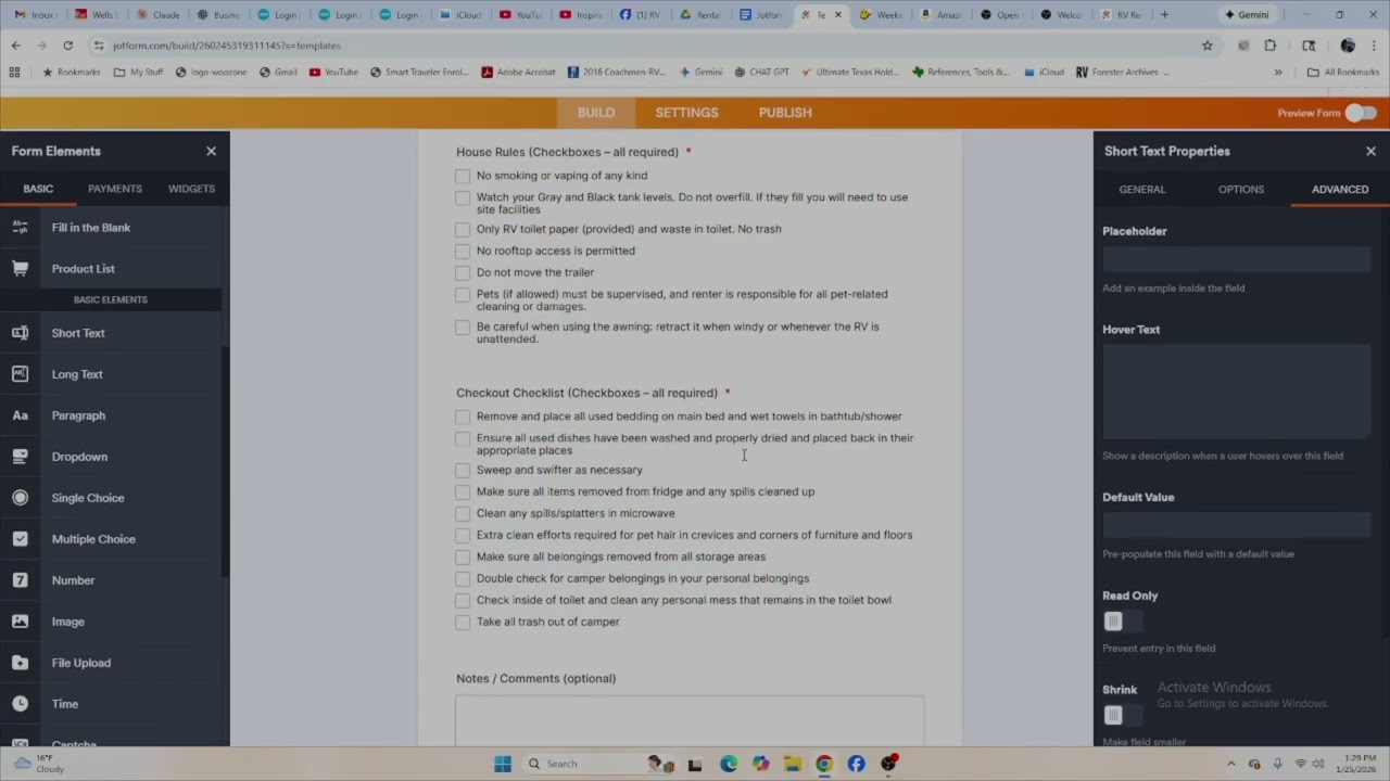 RV rental business digital forms and checklists 