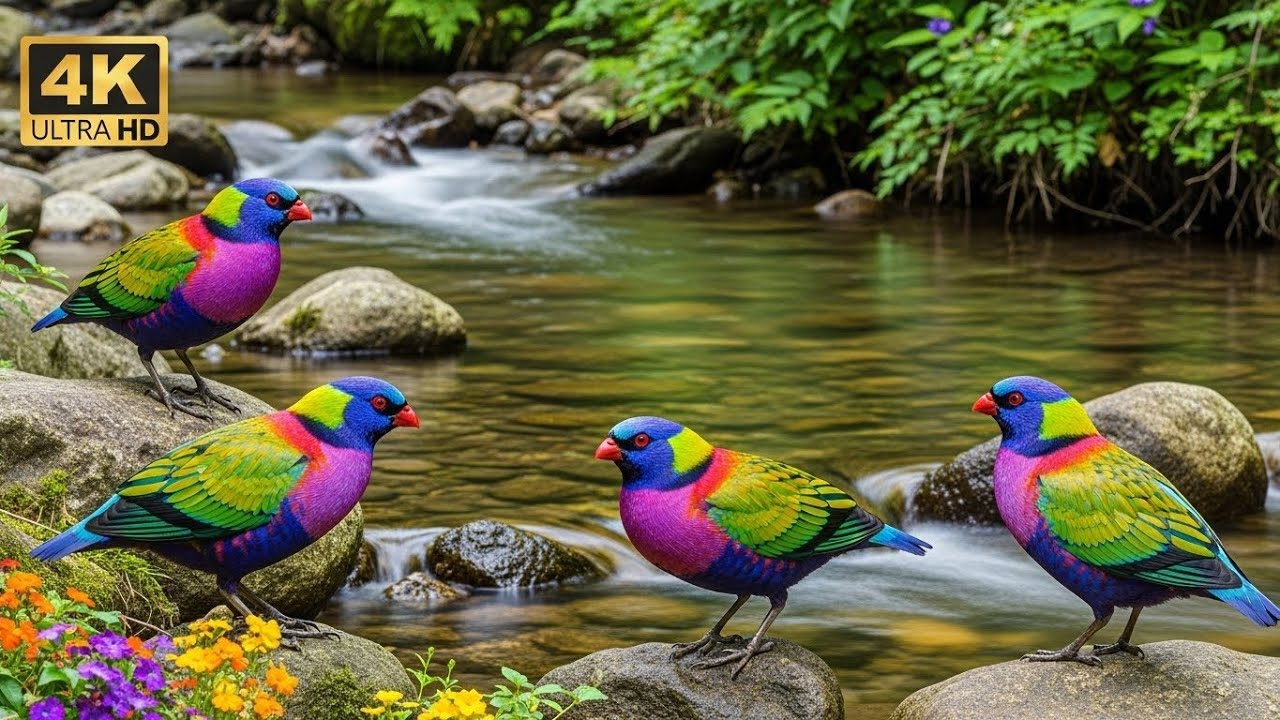 Relaxing Piano in Forest River Ambience with Birds for Sleep, Study, Stress Relief and Calm