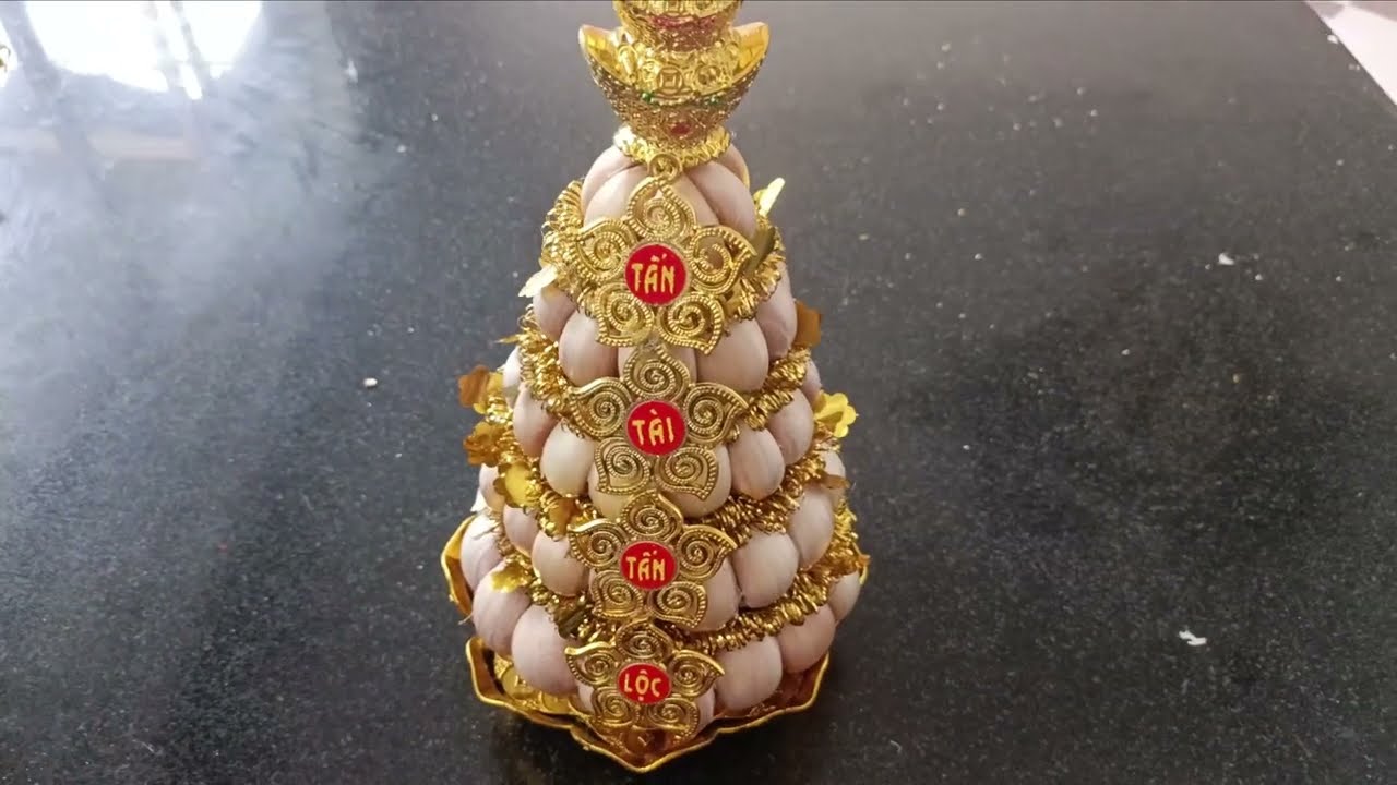 Cách Làm Tháp Tỏi Ngày Tết đơn giản đẹp mắt - Thủ Công Lá Dừa