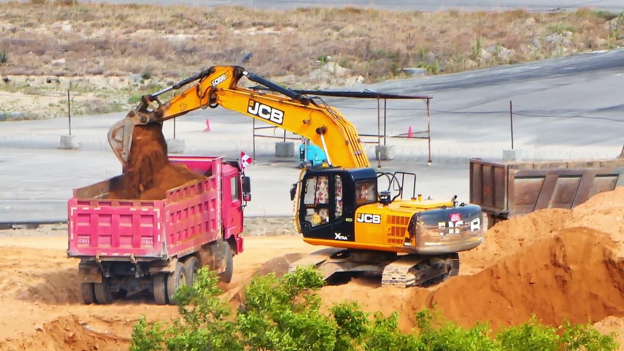 JCB Sand Digging Dump Truck Loading | JCB Digging Massive Pit &ndash; Satisfying Excavator Work