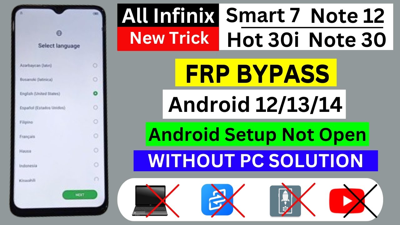 All Infinix Frp Bypass ✅ INFINIX Smart 7 / Note 12 / Note 30 / Hot 30i Frp Bypass Android 12,13,14