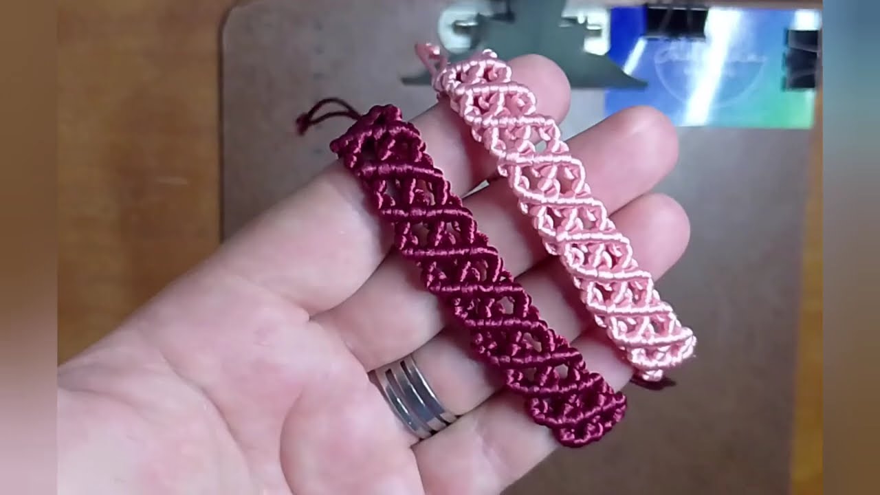 Tutorial 32 - Pulseira de macramê com nó festonê 