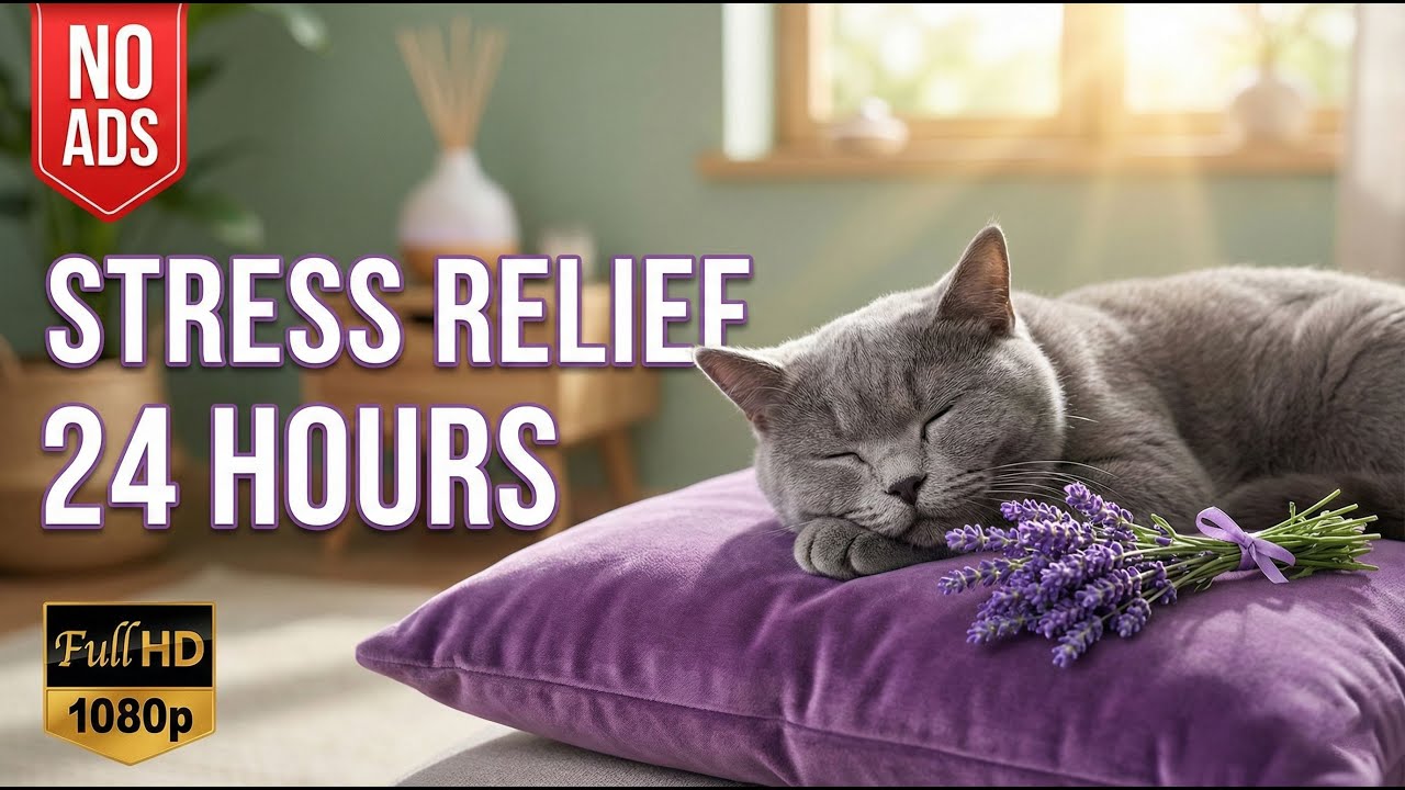 24 Hours Of Soothing Cat Music 🎵 Relaxing & Healing 😸 Calm Music for Stress Relief ❤️ No Ads FullHD
