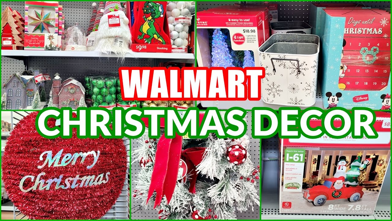 CHRISTMAS DECOR 2021 AT WALMART! SHOP WITH ME! NEW FINDS! CHRISTMAS ORNAMENTS INFLATABLES WREATHS