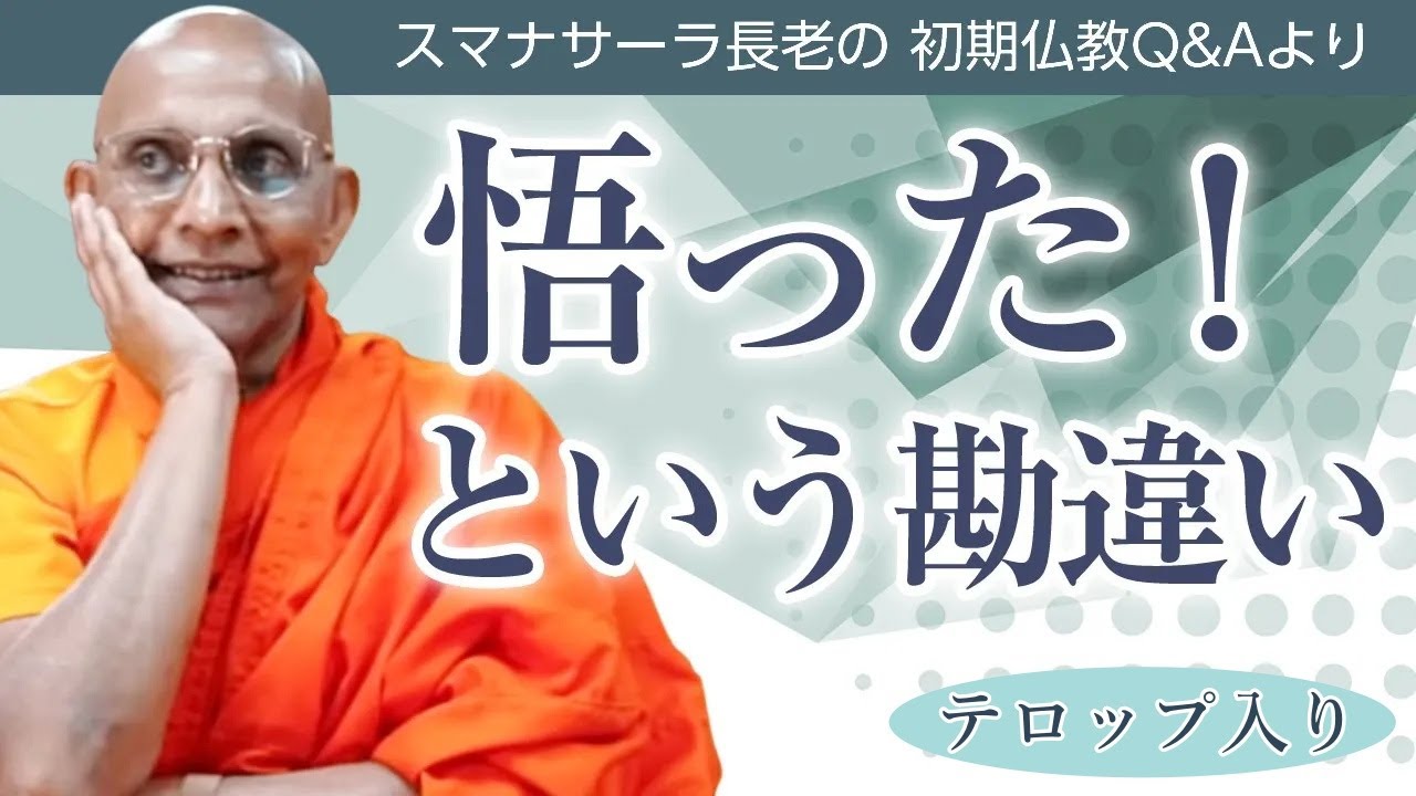悟った！という勘違い　預流果でも邪見に陥るのか？｜スマナサーラ長老の切り抜き法話（初期仏教Q&A）※テロップ入り #覚り #解脱 #jtba