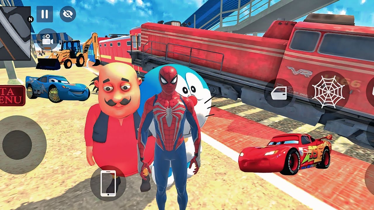 Indian Theft Auto Simulator 🥰 New Train Superhero & Spaidarman Game 🤑 G - Wagon & McQueen Car & Bike