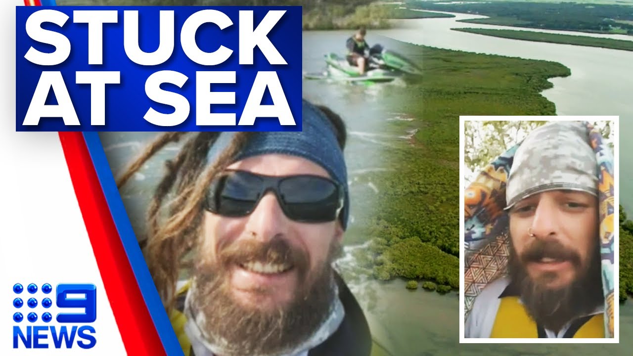 Jet ski riders trapped in Moreton Bay | 9 News Australia