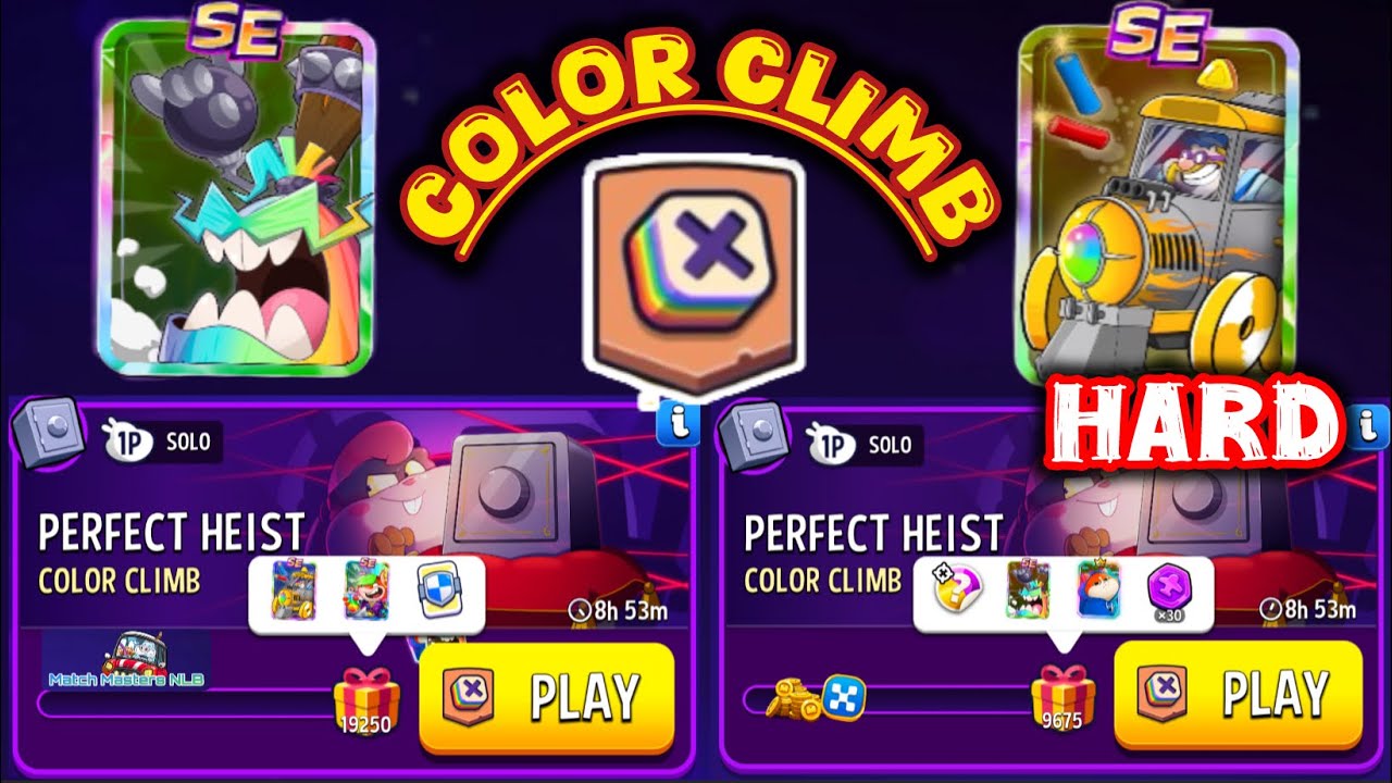 2 Solo Challenge Perfect Heist Color Climb 🪜 19,250 HARD 9,675 Points Match Masters