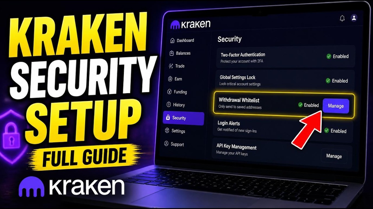 How to setup Kraken security settings and withdrawal whitelists - Full Guide