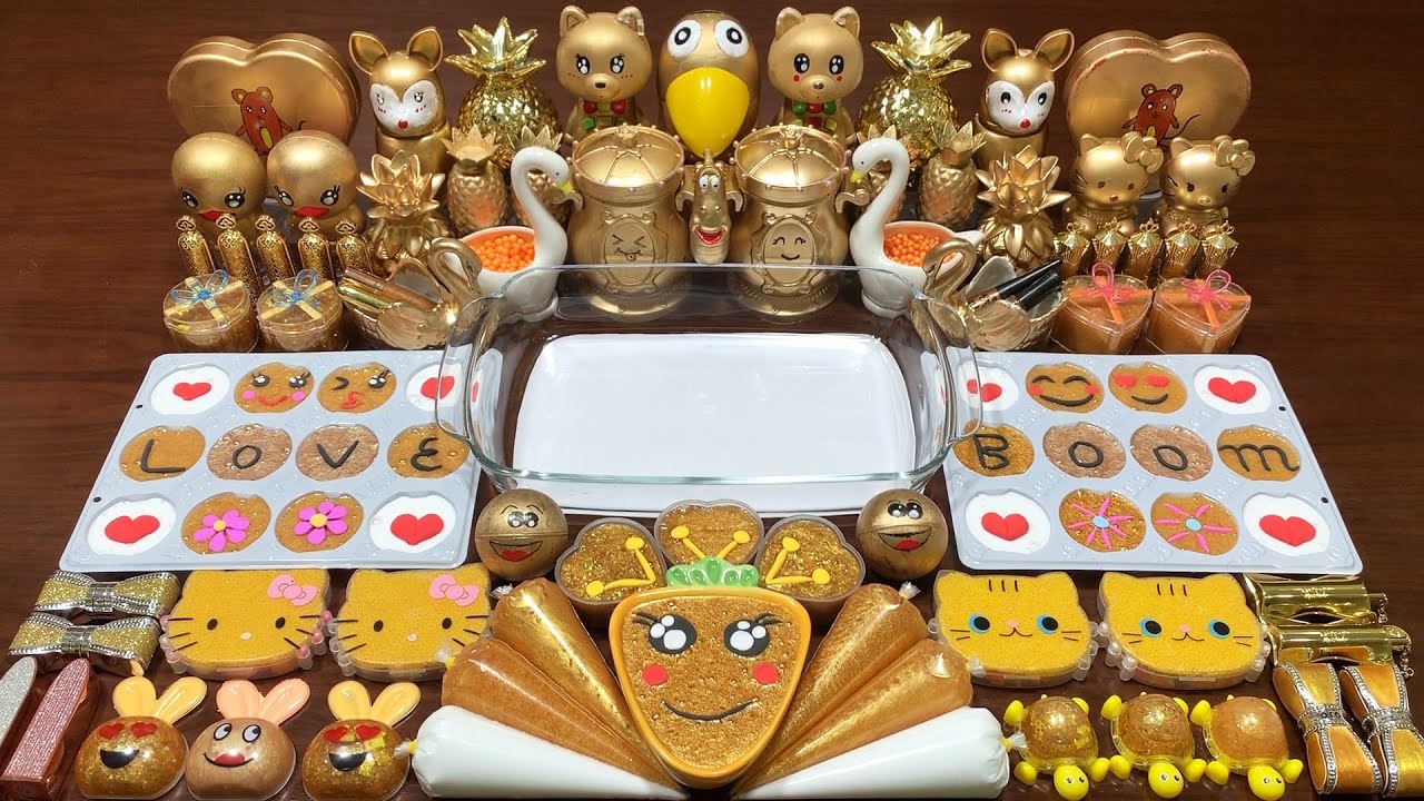 GOLD Slime !! Mixing Random Things Into Slime !! Satisfying Slime Videos #1015