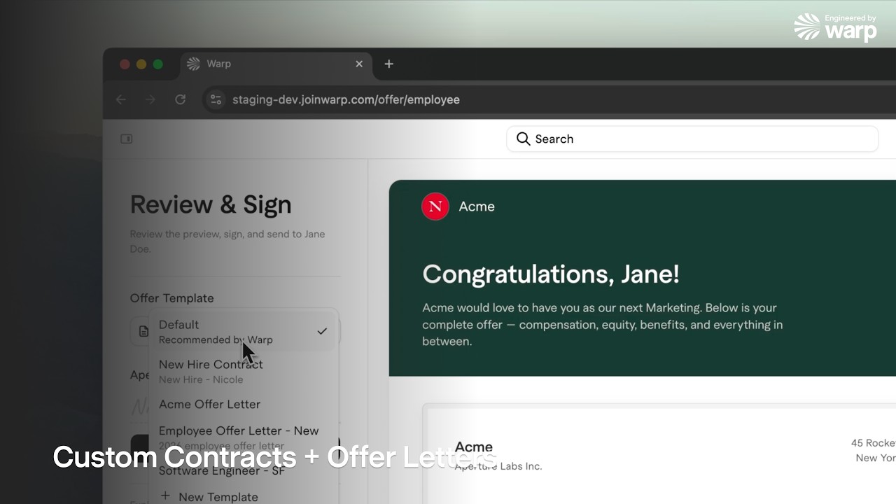 Contract Templates and Offer Letters | Warp