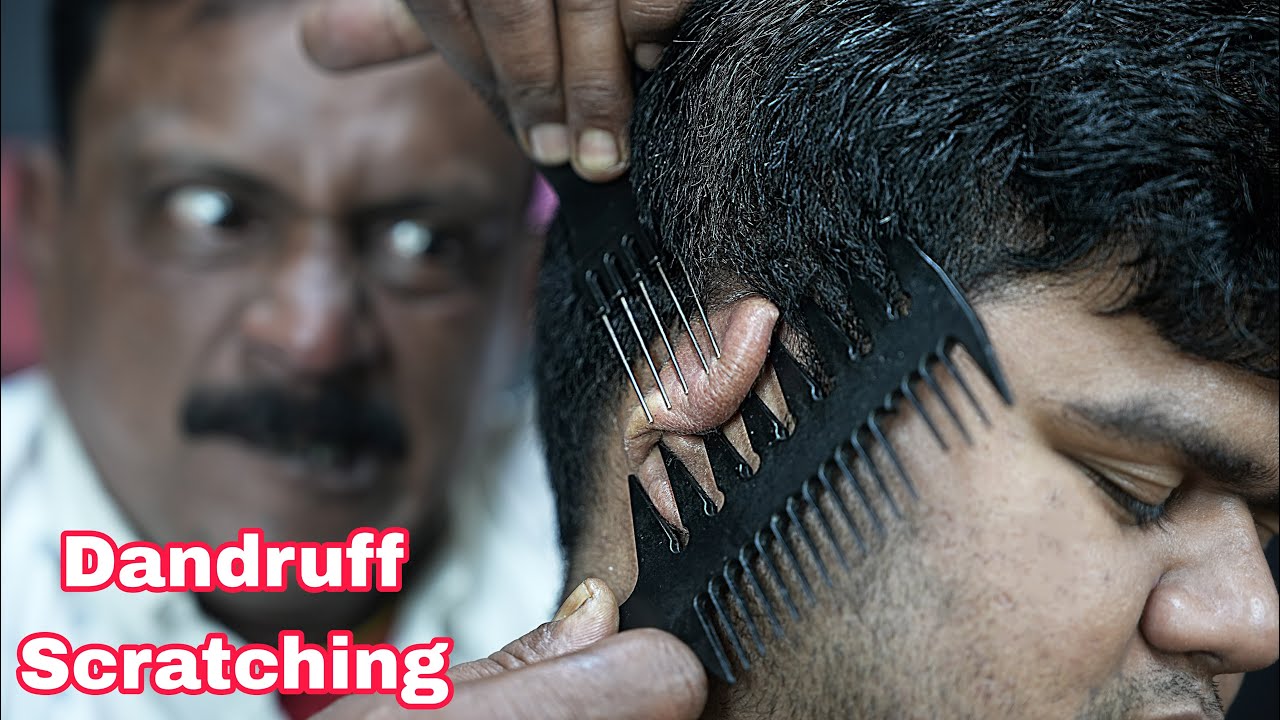 Dandruff Sculp Scratching With Comb | ASMR 3d Sound | Big Eyes Barber Comb Massage And Neck Cracking