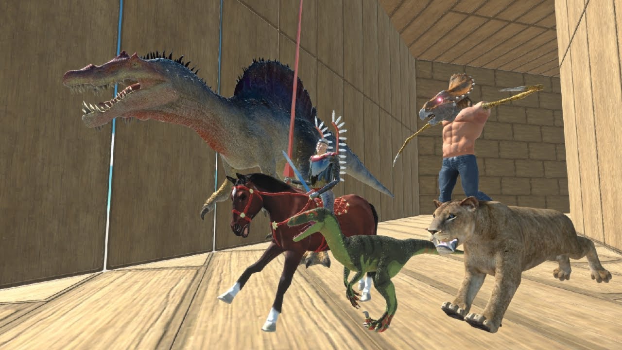ITS WOOD TUNNEL OF DEATH ESPCAE FROM TRICERATOPS HUMAN - Animal Revolt Battle Simulator