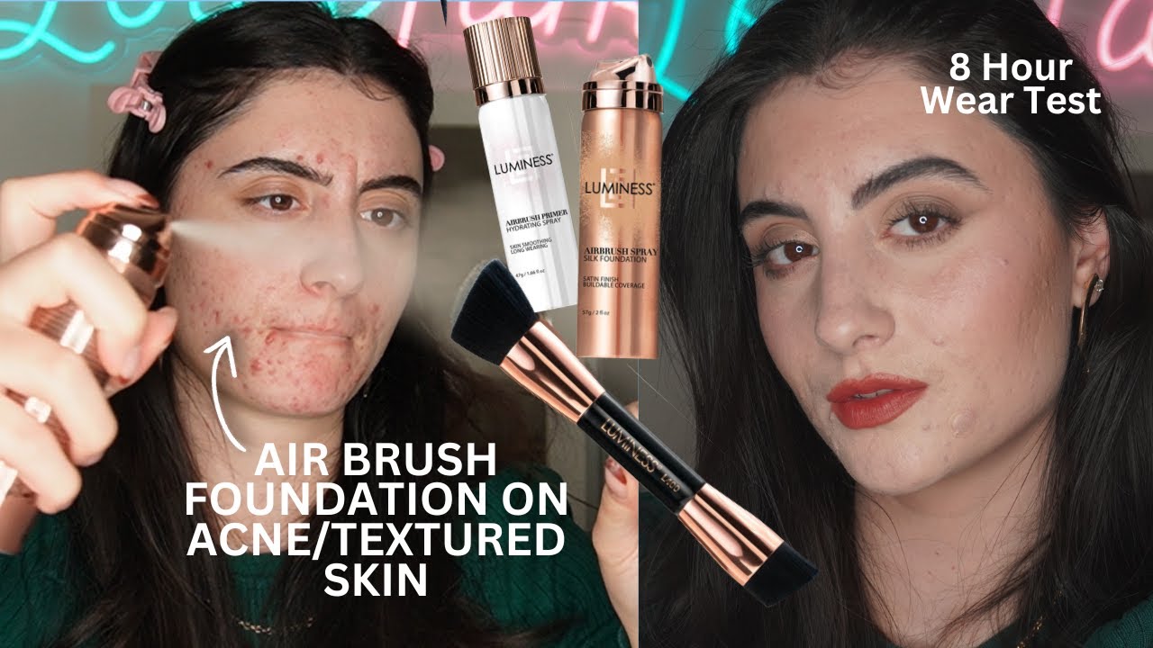 TESTING LUMINESS AIRBRUSH FOUNDATION ON ACNE/TEXTURED SKIN | 8 Hour Wear Test