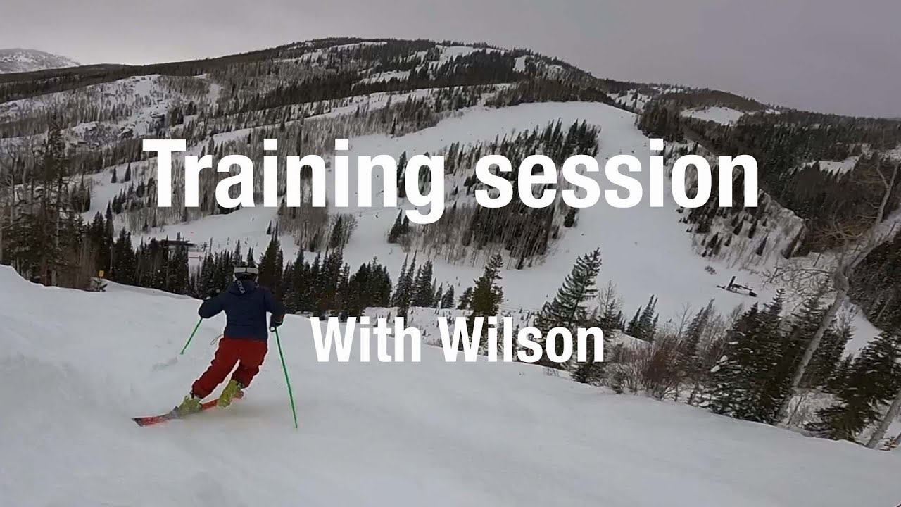 Expert skier training, drills, with coaching