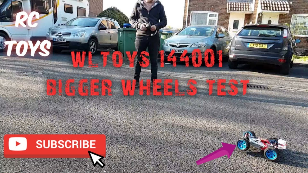 Wltoys 144001 upgraded . Bigger wheels test run