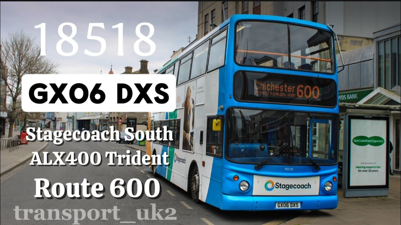 Ride on now withdrawn ADL ALX400 18518 on the route 600 to Bognor Regis with amazing thrash&kickdown