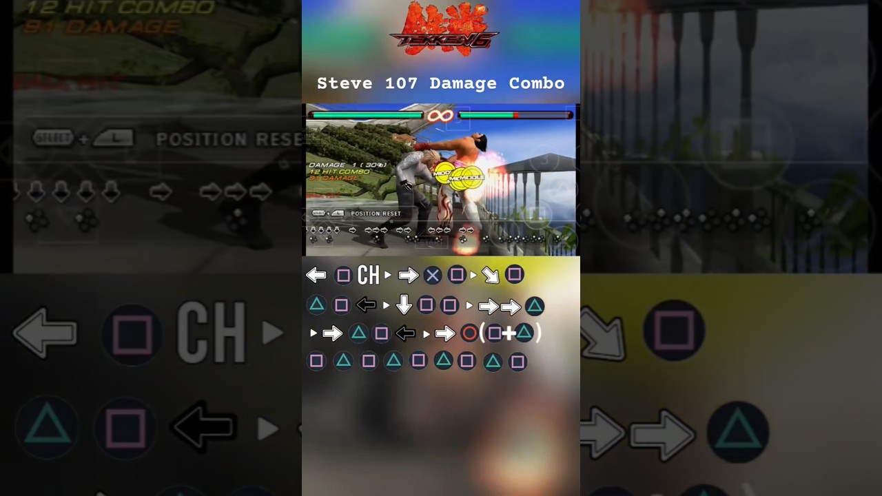 Steve Fox 107 Damage Combo | TEKKEN 6 PPSSPP #tekken #tekken6 #ppsspp #pspemulator #comboguide