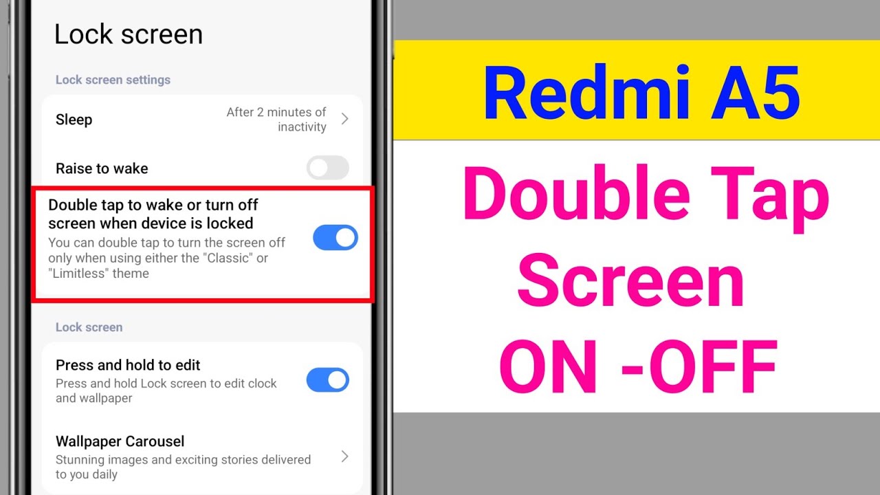 Redmi A5 Double Tap Screen On/ Off settings Problem || Double Tap Screen On / off in Redmi a5