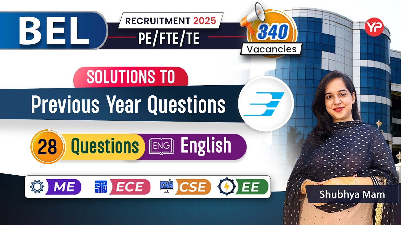 Solution to PYQ English for BEL P.E/FTE/TE 28 Questions All Branches Written Exam