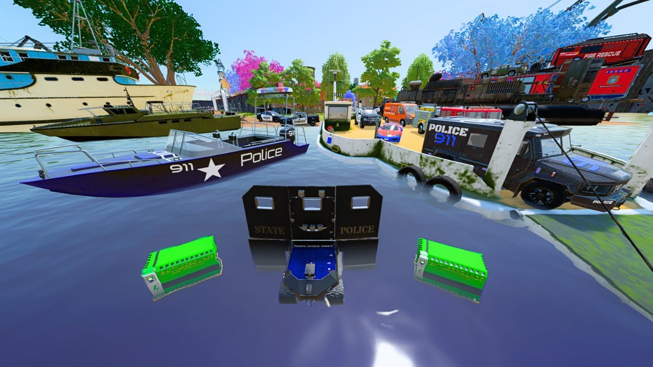 Driving Police boats and armored SWAT Police Truck to catch bad guy | Farming Simulator 22