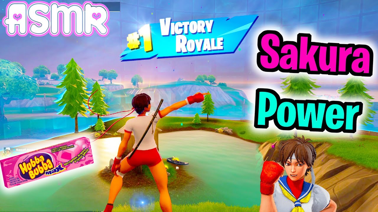 ASMR Gaming 🍀 Fortnite Sakura Power Relaxing Gum Chewing + Controller Sounds Whispering 🎧