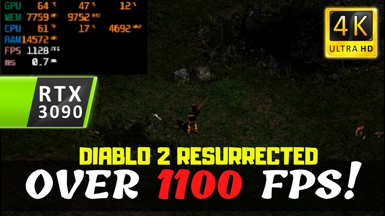 RTX 3090 Gameplay - Diablo 2 Resurrected 4k FPS TEST (OVER 1100FPS?!)