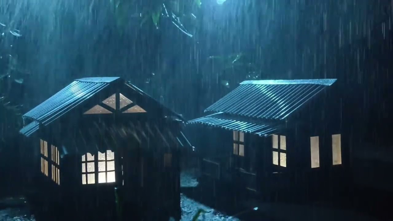 No Ads Rain Sounds for Sleeping - ASMR Relentless Rain on Tin Roof for Severe Night Insomnia