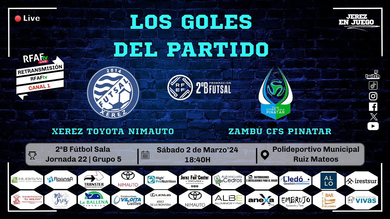 Los Goles del encuentro Xerez Toyota Nimauto vs Zambu CFS Pinatar. J22 2ªB Futsal Gr.5/02-03-24
